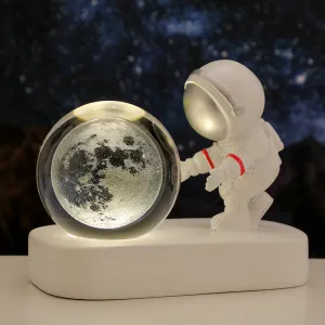 Glowing Planetary Galaxy Astronaut Crystal Ball Night Lights USB Power Warm Bedside Light