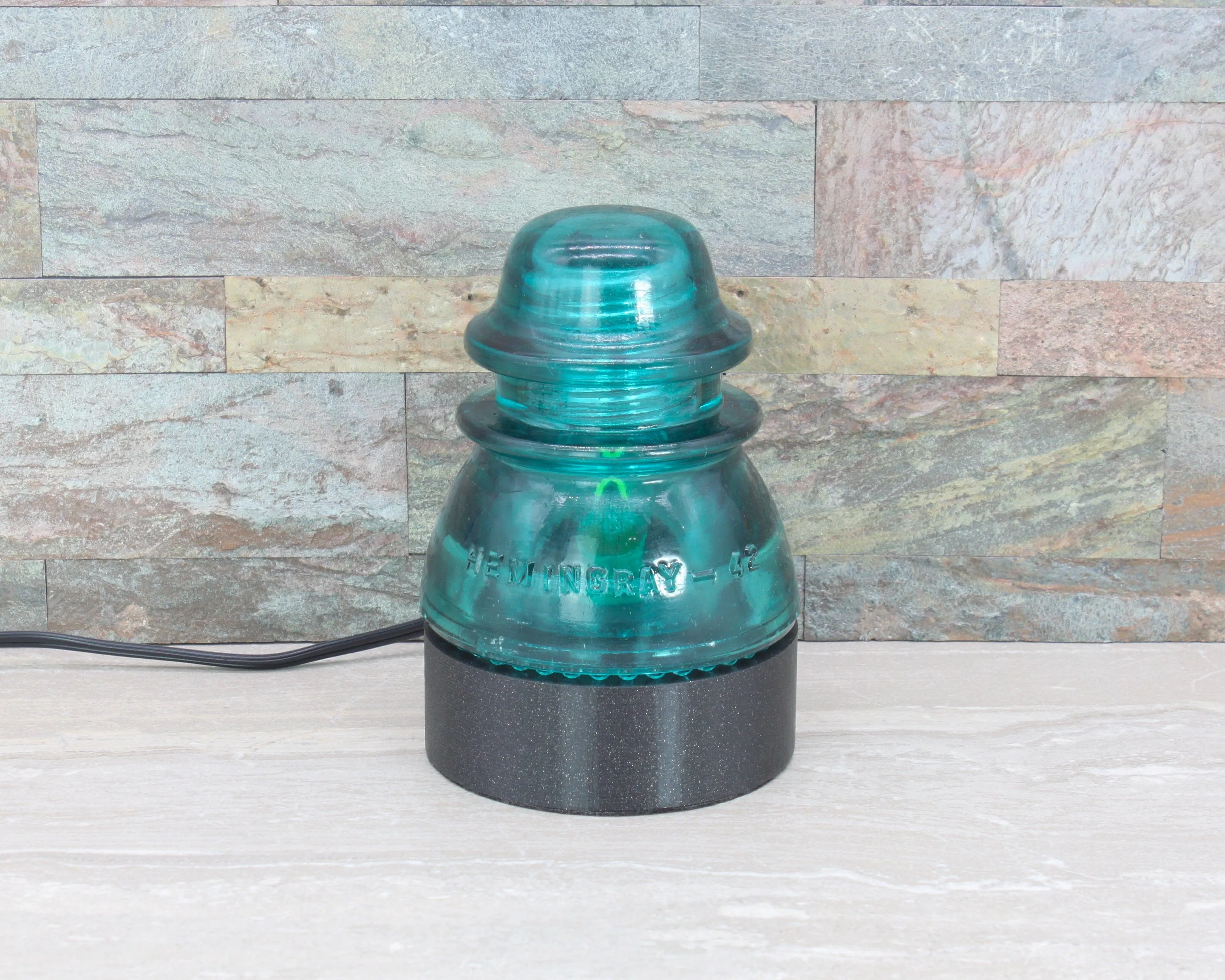 Hemingray-42 Aqua Insulator Lamp, Industrial Lighting, Man Cave Deco, Neo Victorian Lamp design, Cyberpunk Lamp