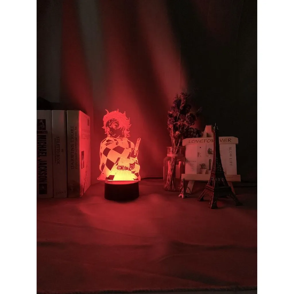 Kimetsu No Yaiba Tanjiro Kamado Figure 3d Night Lamp for Child Bedroom Decor Nightlight Kids Led