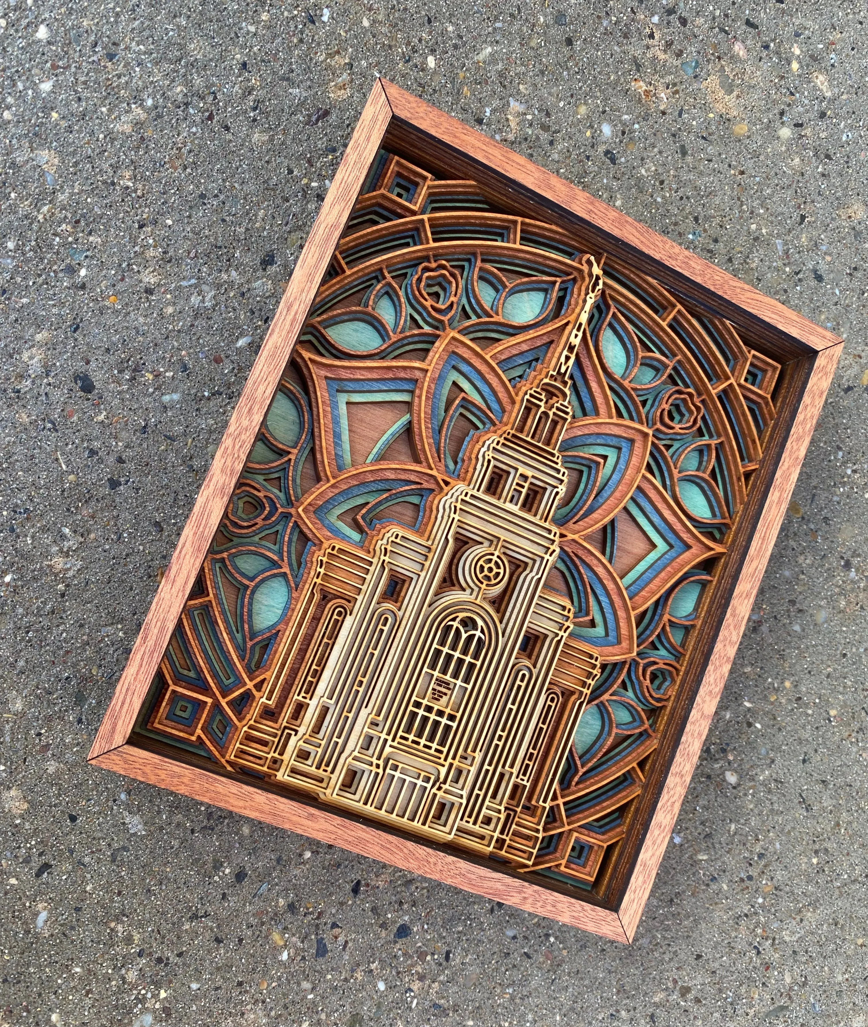 Layton Utah Temple Layered Wooden Plaque