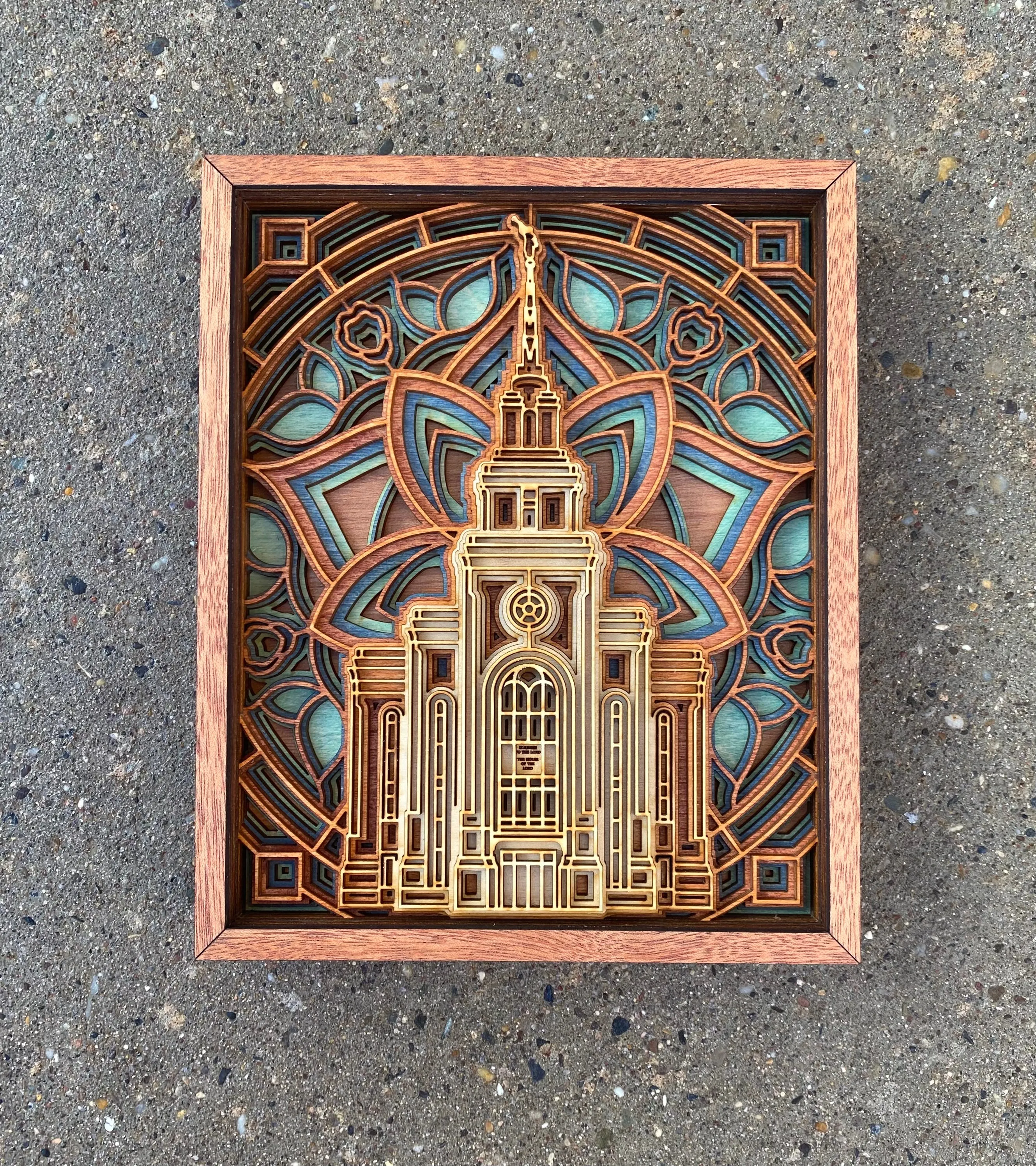 Layton Utah Temple Layered Wooden Plaque