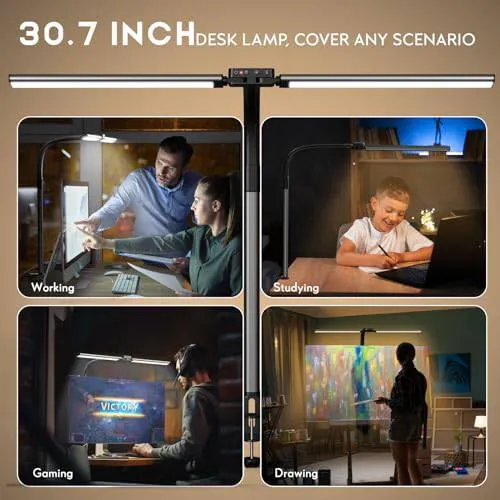 LED ScreenLinear Desk Fold Pro,Double Head Architect Desk Light with Clamp (30.7Inch)