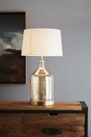 Lustre Flagon Table - Pale Gold - Stone Effect Glass Flagon Table Lamp