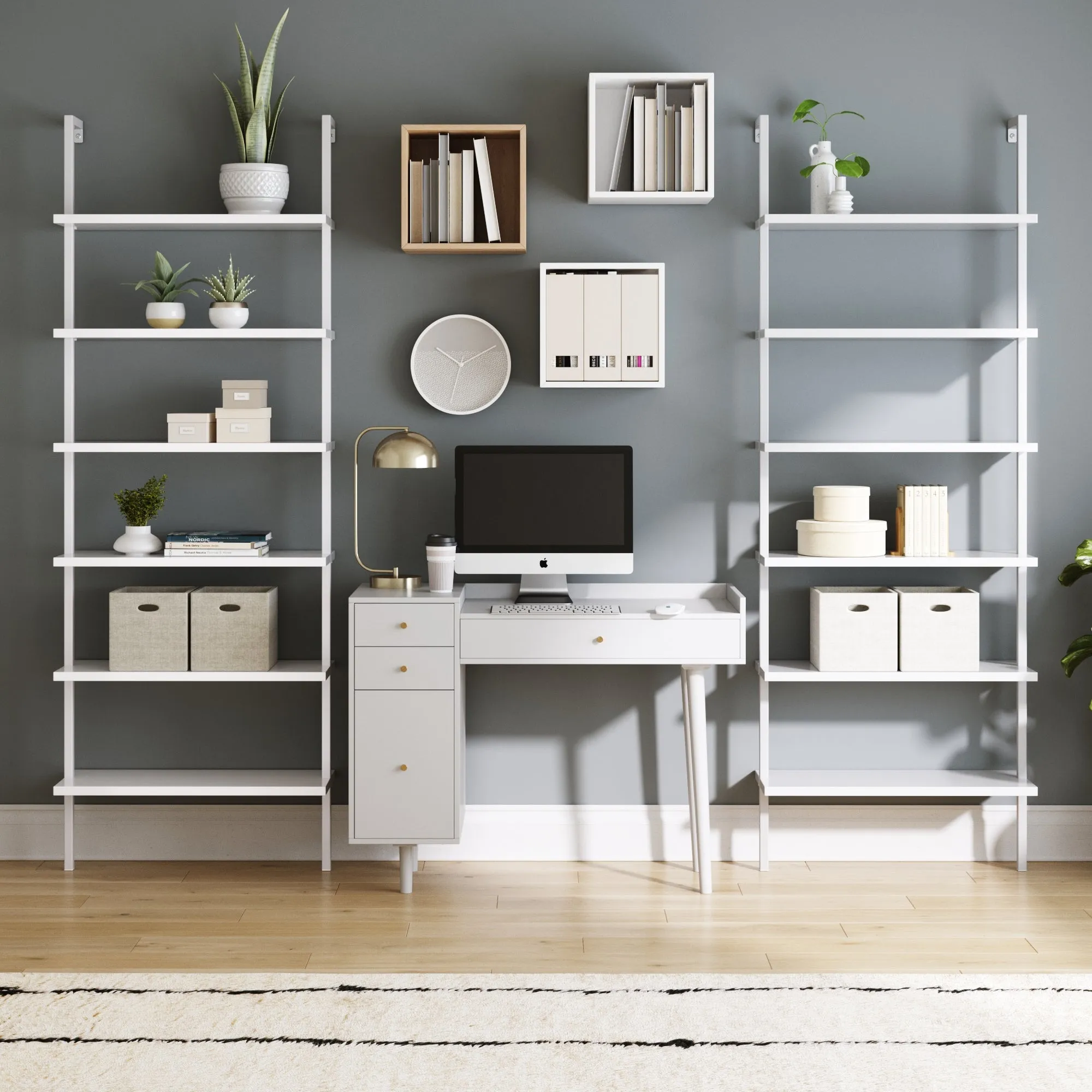 Mid-Century Modern White Wall Desk