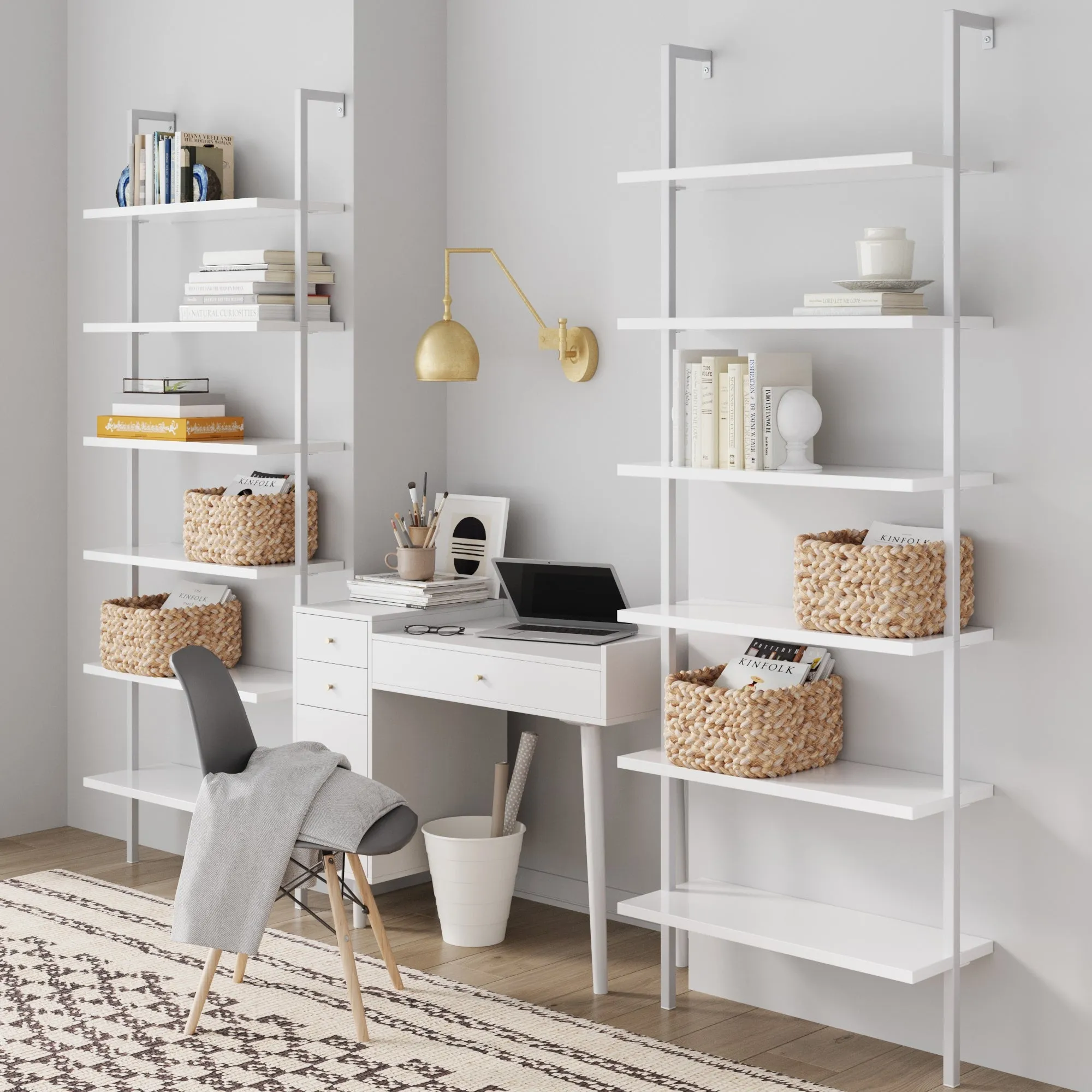 Mid-Century Modern White Wall Desk