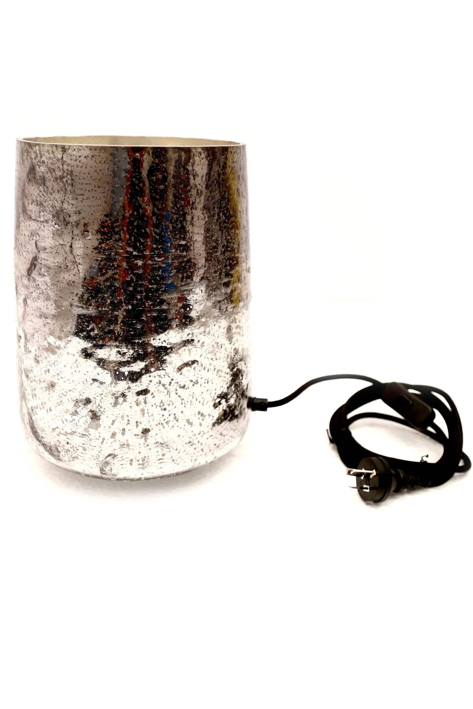 Montmartre - Pewter - Small Cylinder Art Glass Table Lamp