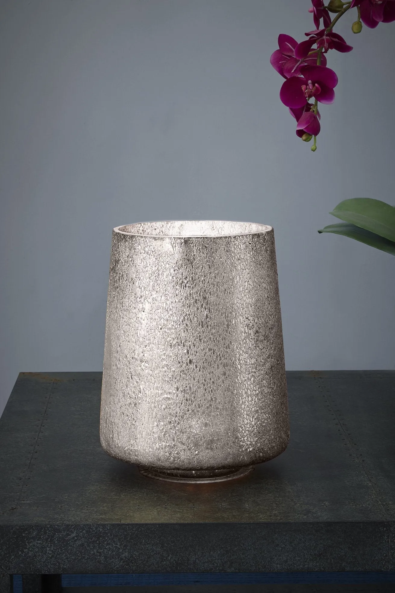 Montmartre - Pewter - Small Cylinder Art Glass Table Lamp