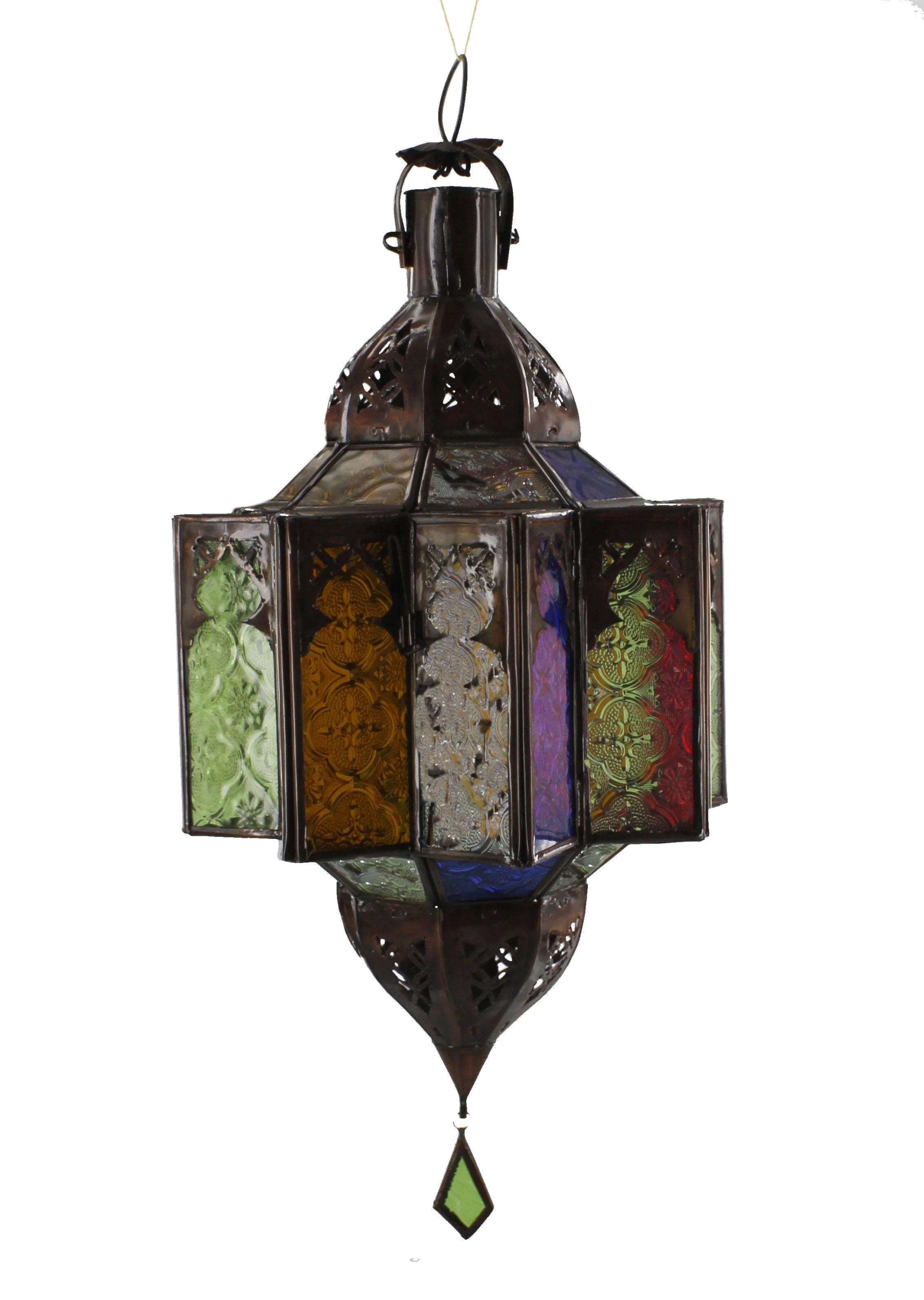 Moroccan Lamp Hanging Multi-Colour Glass