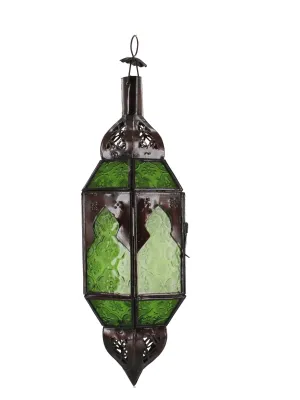 Moroccan Lamp Tall Green Glass