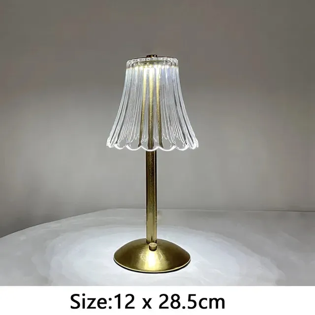 Nordic Crystal Rechargeable Table Lamp LED Bar Light Touch Dimmable Golden Desk Lamp Living Room Bedroom Hotel Bedside Lamp