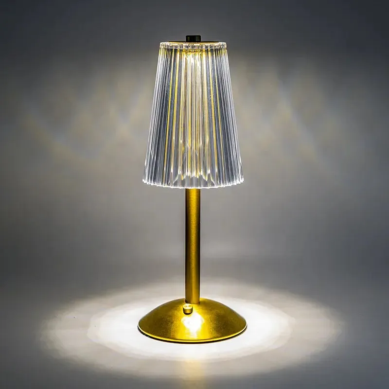 Nordic Crystal Rechargeable Table Lamp LED Bar Light Touch Dimmable Golden Desk Lamp Living Room Bedroom Hotel Bedside Lamp