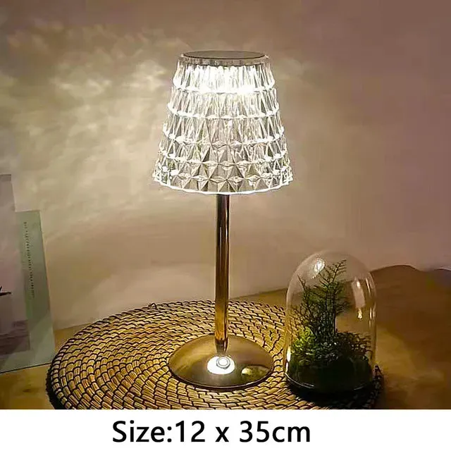 Nordic Crystal Rechargeable Table Lamp LED Bar Light Touch Dimmable Golden Desk Lamp Living Room Bedroom Hotel Bedside Lamp