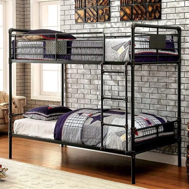 OLGA Antique Black Metal Twin/Twin Bunk Bed