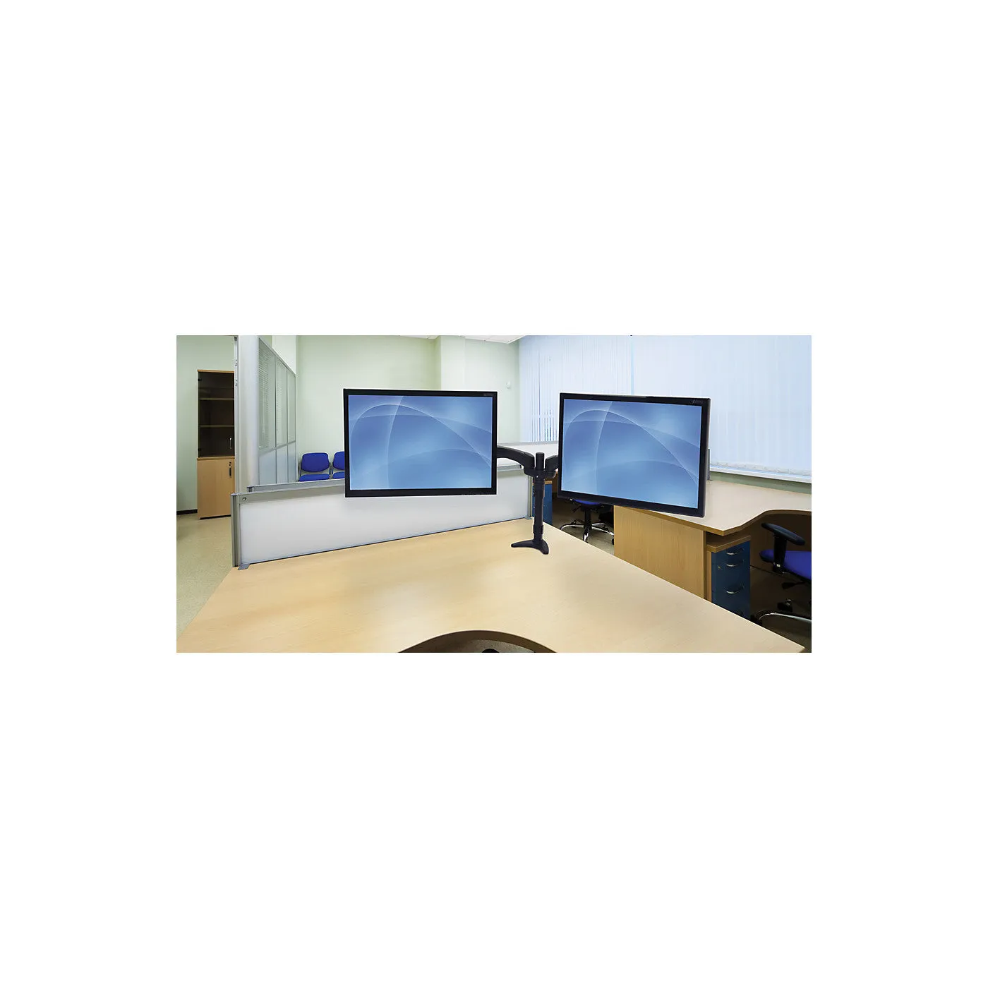 Peerless LCT620AD Dual Monitor Desktop Mount with Flexible Arms for 19 to 30" Flat Panel Screens - Black