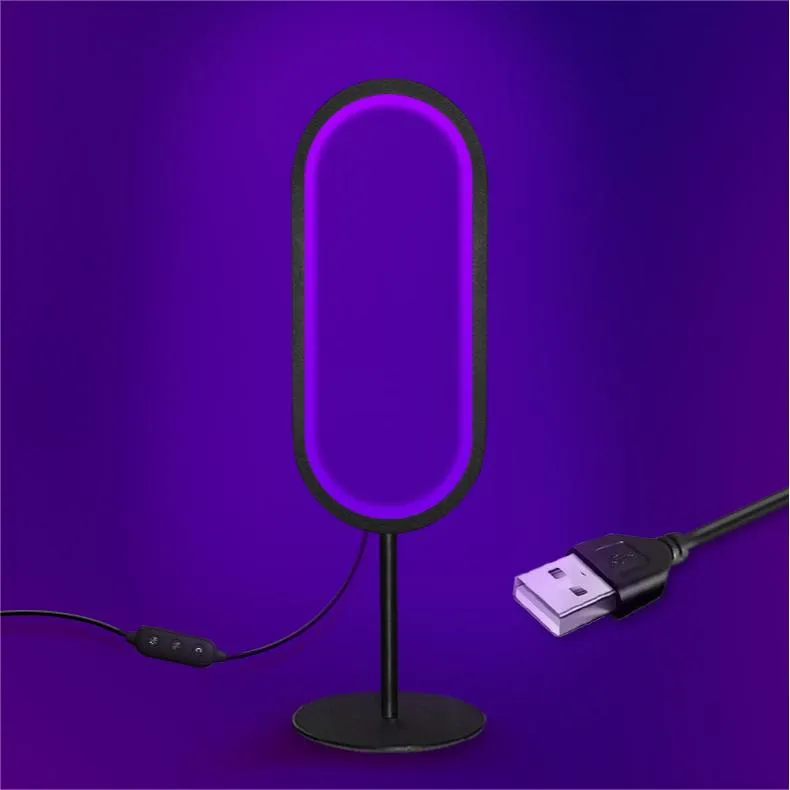 Quntis RGB Table Lamp, Dimmable LED Night Lamp Ambient Lighting with Smart Remote for Gaming