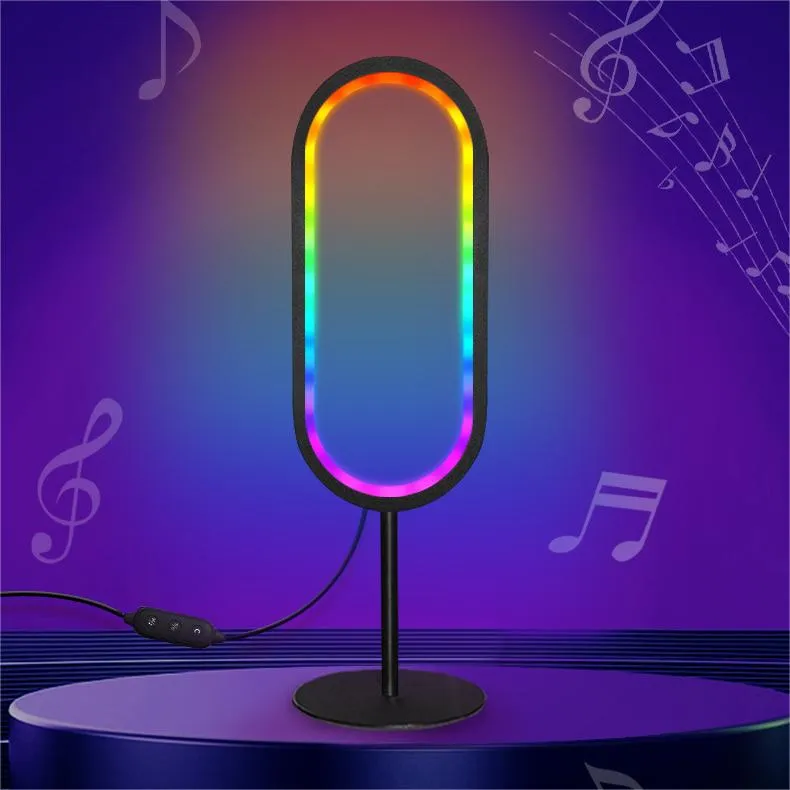 Quntis RGB Table Lamp, Dimmable LED Night Lamp Ambient Lighting with Smart Remote for Gaming