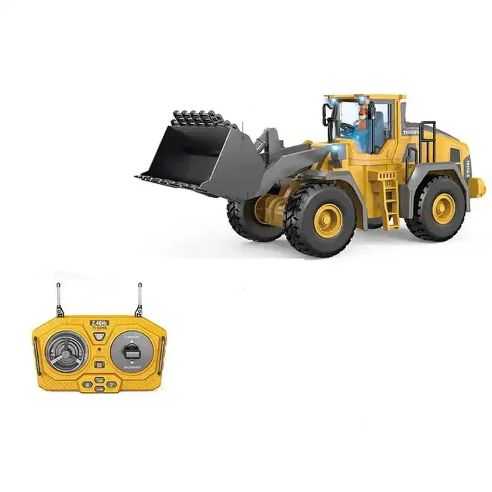 RC BULLDOZER TOY 1/24 SCALES 9 CHANNEL HIGH SIMULATION CONSTRUCTION VEHICLE TOY WITH LED LIGHT & SOUND 2.4G RC CONSTRUCTION TRUCK TOY USB RECHARGEABLE RC TRUCK TOY FOR KIDS 3 