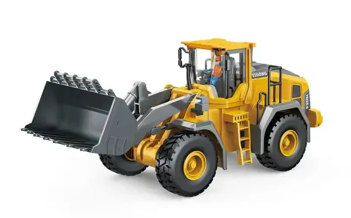 RC BULLDOZER TOY 1/24 SCALES 9 CHANNEL HIGH SIMULATION CONSTRUCTION VEHICLE TOY WITH LED LIGHT & SOUND 2.4G RC CONSTRUCTION TRUCK TOY USB RECHARGEABLE RC TRUCK TOY FOR KIDS 3 