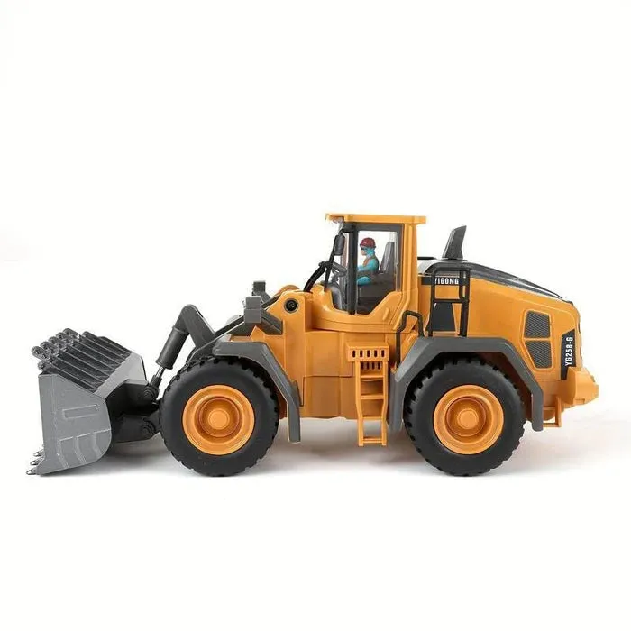 RC BULLDOZER TOY 1/24 SCALES 9 CHANNEL HIGH SIMULATION CONSTRUCTION VEHICLE TOY WITH LED LIGHT & SOUND 2.4G RC CONSTRUCTION TRUCK TOY USB RECHARGEABLE RC TRUCK TOY FOR KIDS 3 