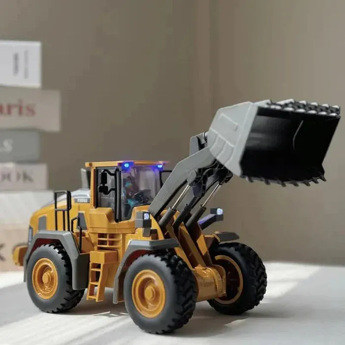 RC BULLDOZER TOY 1/24 SCALES 9 CHANNEL HIGH SIMULATION CONSTRUCTION VEHICLE TOY WITH LED LIGHT & SOUND 2.4G RC CONSTRUCTION TRUCK TOY USB RECHARGEABLE RC TRUCK TOY FOR KIDS 3 