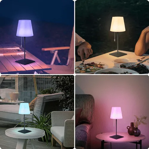 RGB Cordless Lamp for Outdoor Patio Decor, Shower Lamp Waterproof Lampshade & Metal Base