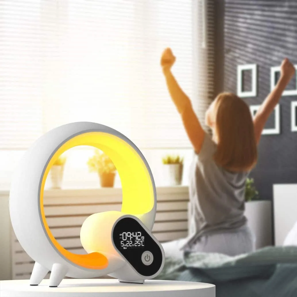 RGB Smart Light Sunrise Alarm  Clock Wake Up Light Alarm Clocks Dimmable Table Lamp Alarm Clock for Bedrooms