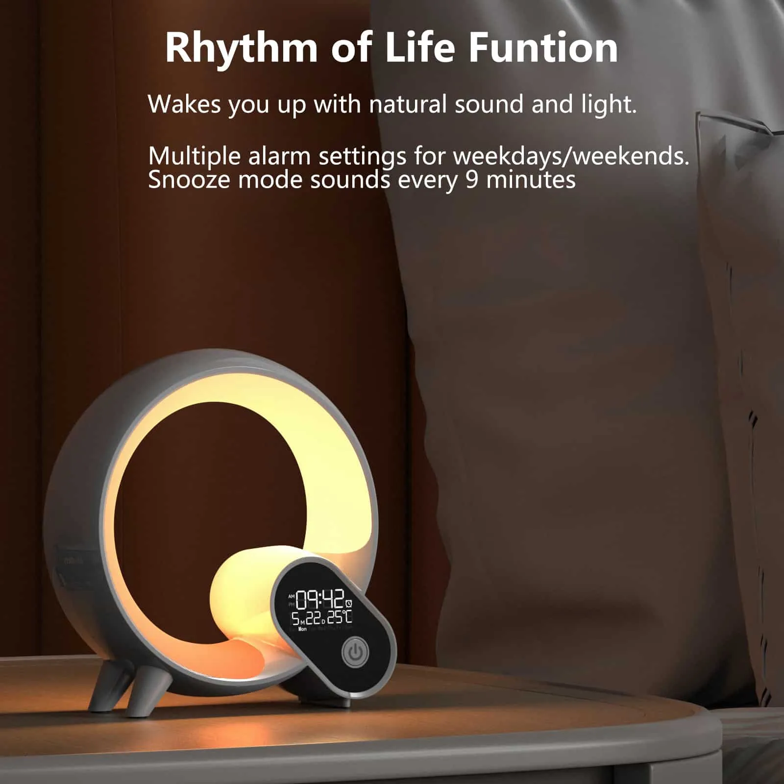 RGB Smart Light Sunrise Alarm  Clock Wake Up Light Alarm Clocks Dimmable Table Lamp Alarm Clock for Bedrooms