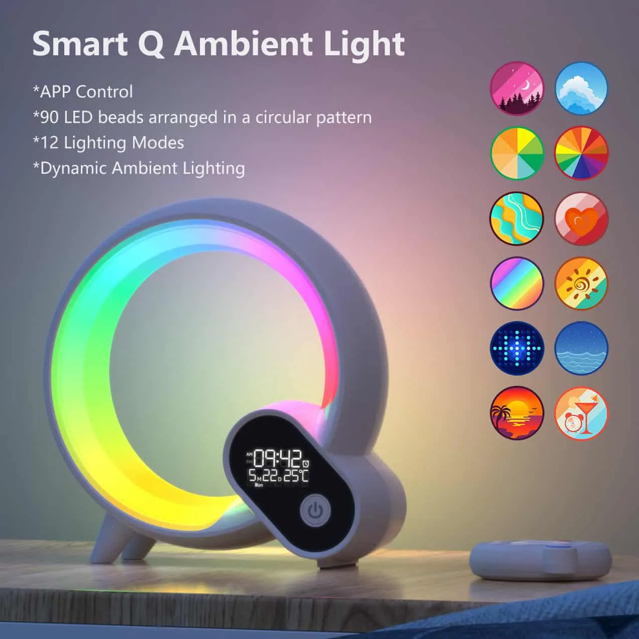 RGB Smart Light Sunrise Alarm  Clock Wake Up Light Alarm Clocks Dimmable Table Lamp Alarm Clock for Bedrooms