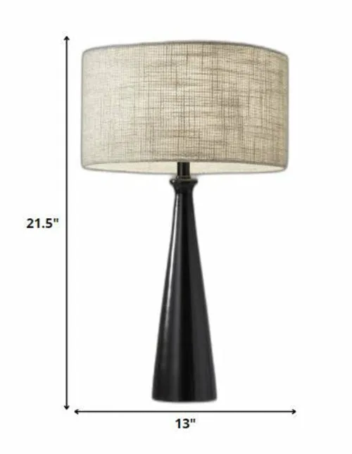 Rio Tapered Black Metallic Base Table Lamp