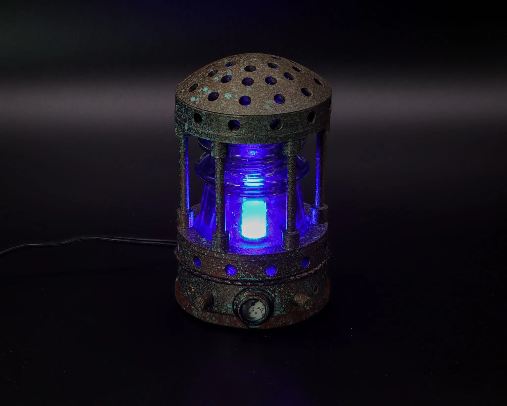 Steampunk Hemingray Insulator Lamp, Industrial Lighting, Man Cave Deco, Neo Victorian Lamp design, Cyberpunk Lamp