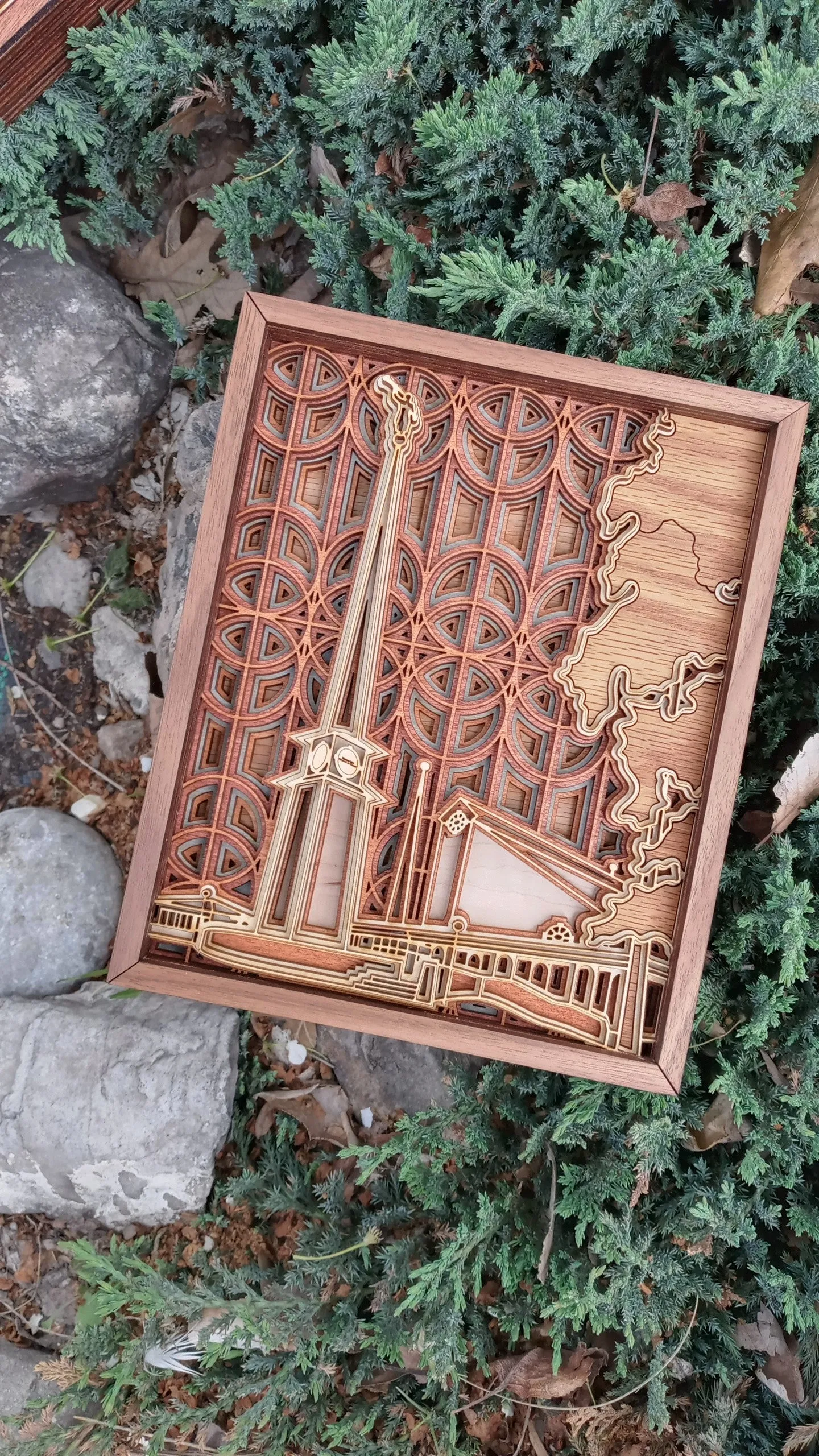 Stockholm Sweden Temple Layered Wooden Plaque