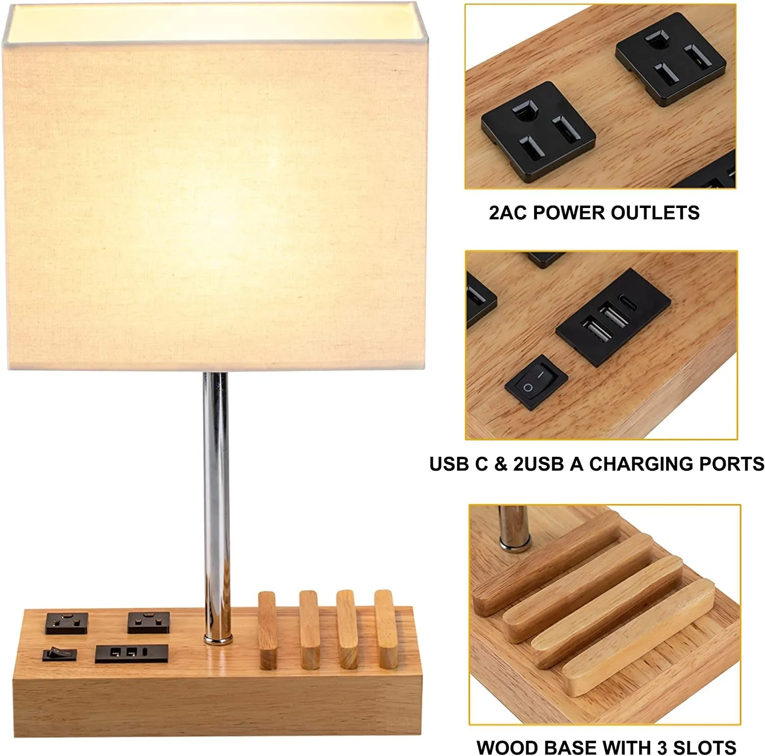 SUEGORYIA Wooden Base Desk Lamp