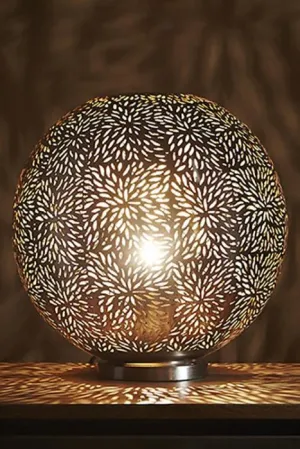 Taurus - Nickel - Perforated Round Table Lamp