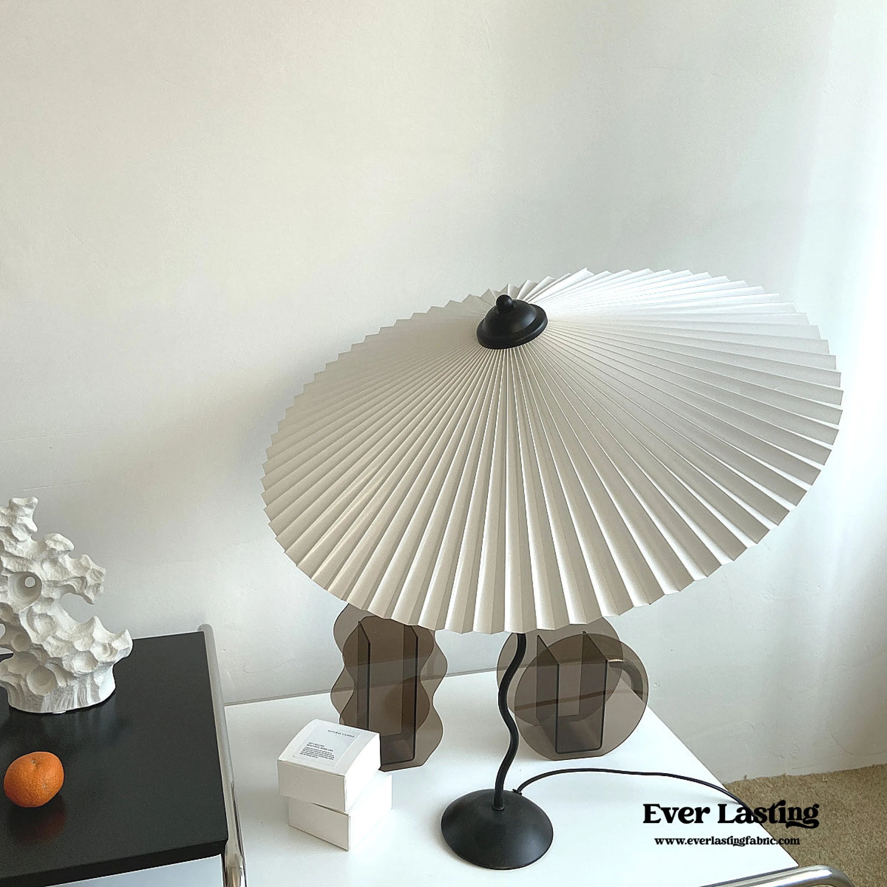 Vintage Inspired Tilted Umbrella Lamp / Beige