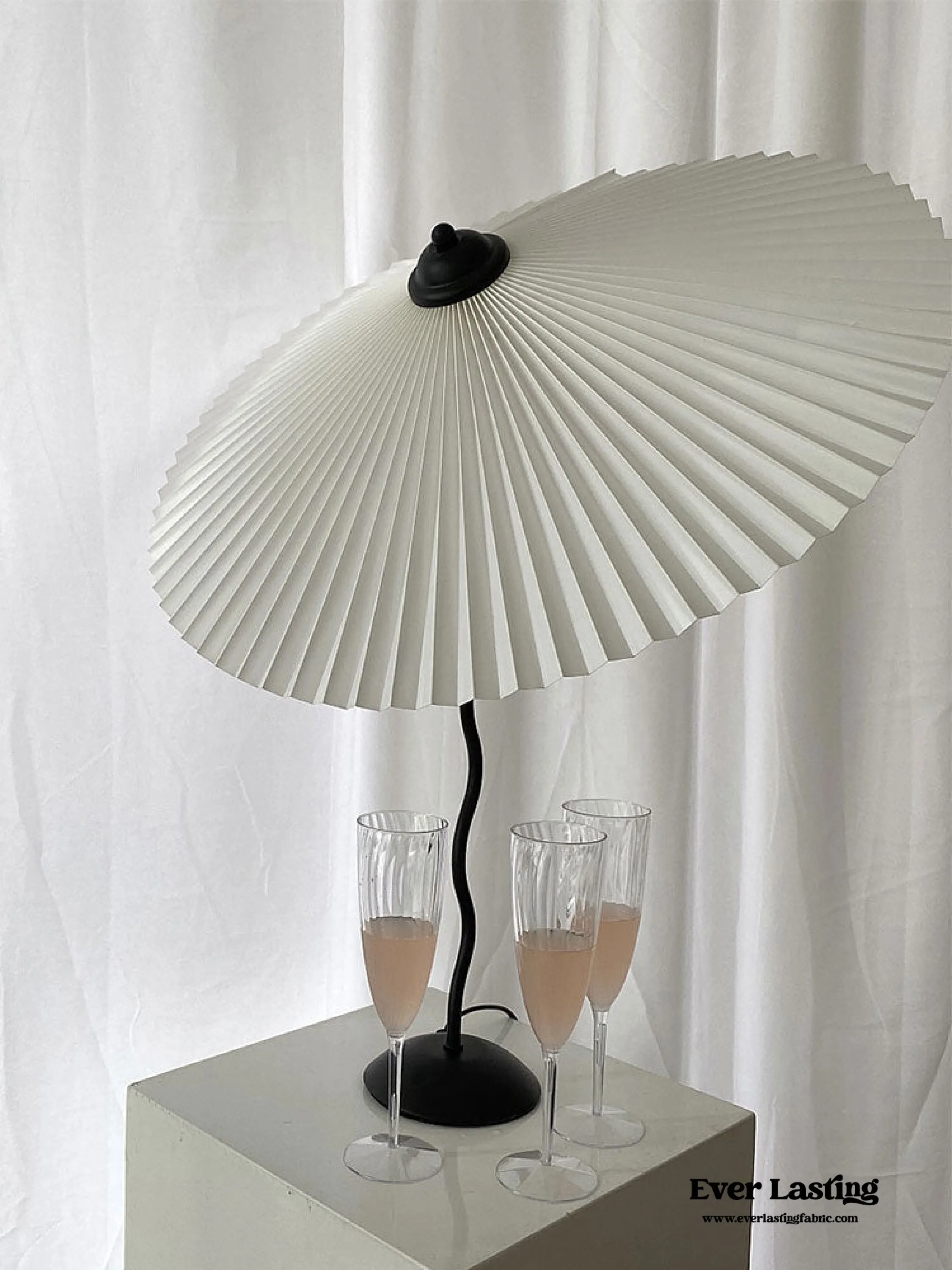 Vintage Inspired Tilted Umbrella Lamp / Beige