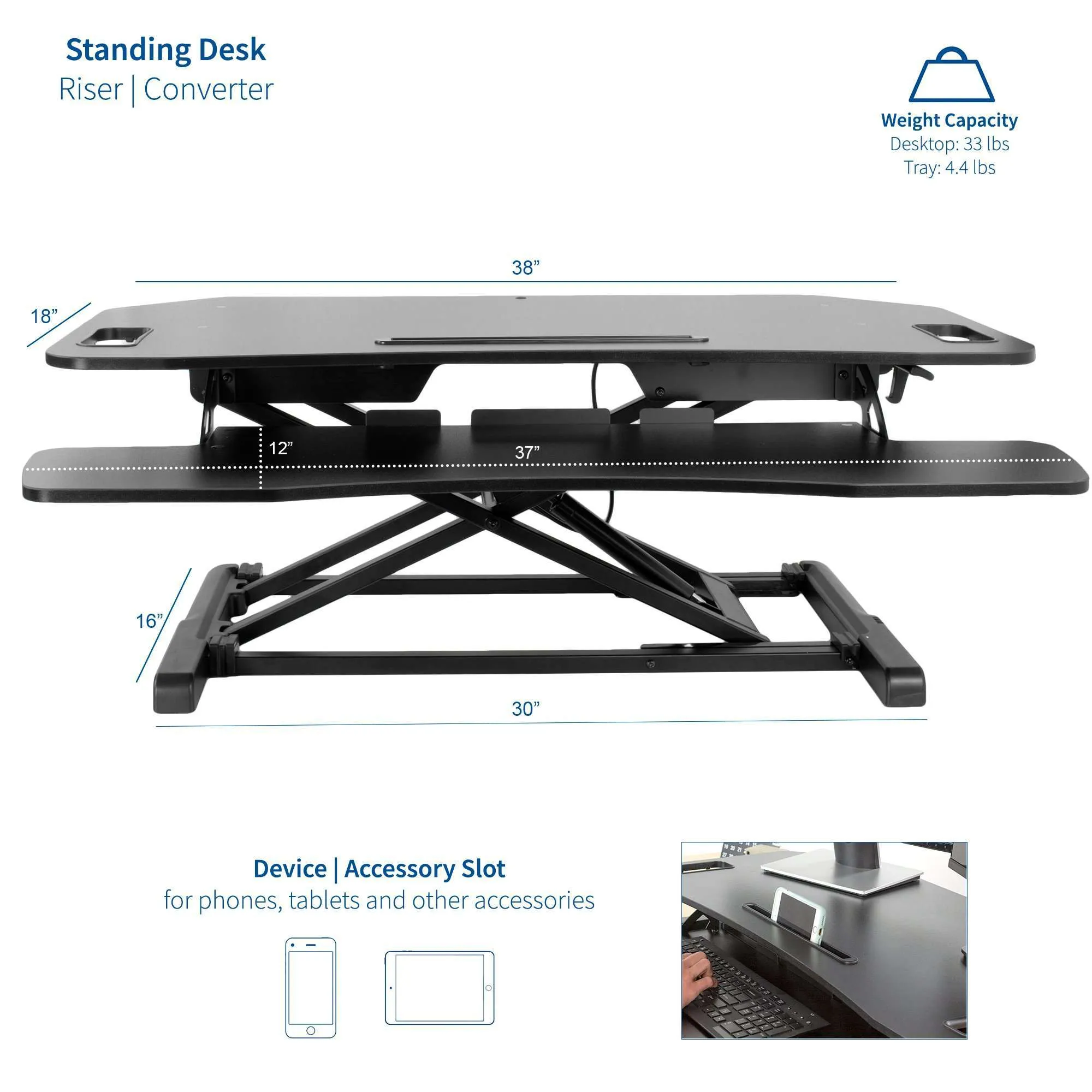 VIVO Black 38" Desk Riser, DESK-V000KL