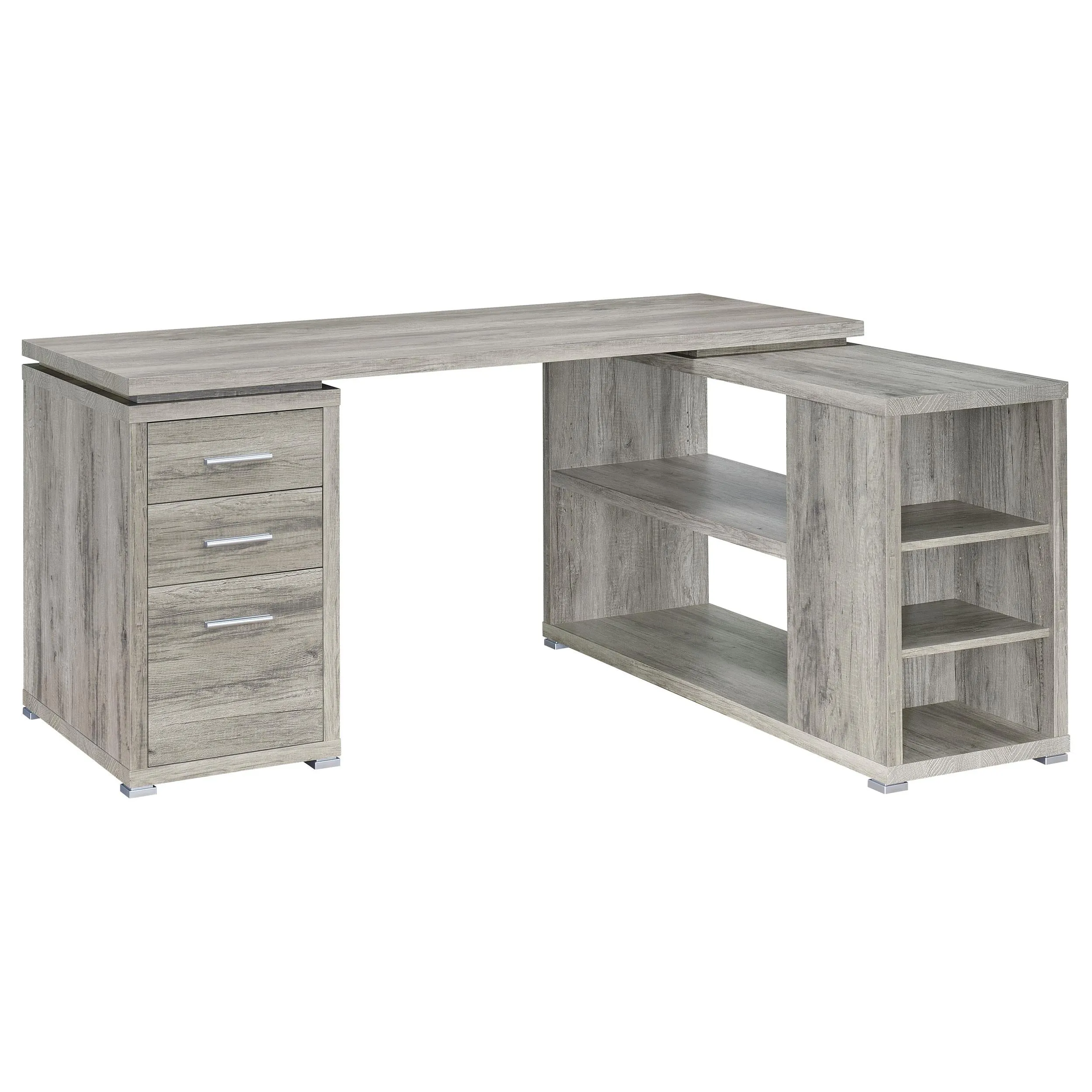 Yvette L-shape Office Desk Grey Driftwood