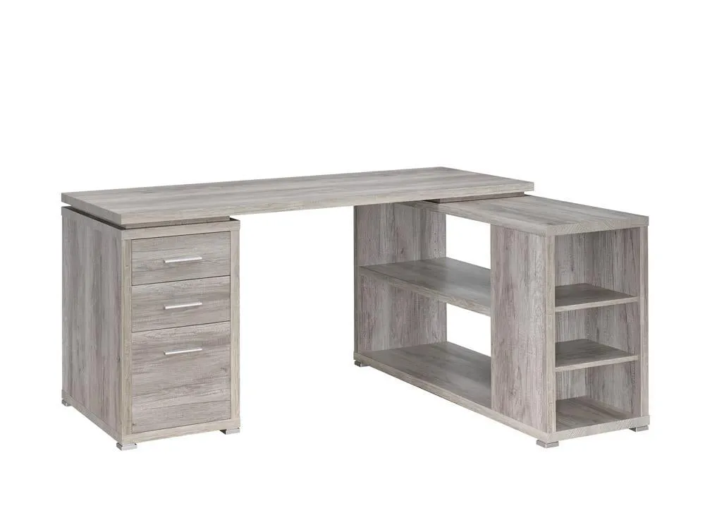 Yvette L-shape Office Desk Grey Driftwood